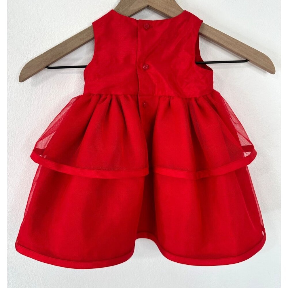 Carters Just One You Dress Girls 9M Red Sleeveless Floral Ruffle Special Occasio - Picture 3 of 6